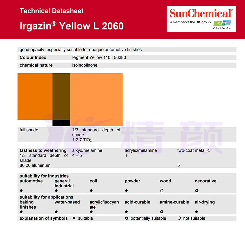 DIC太阳化学Irgazin L2060有机颜料TDS报告